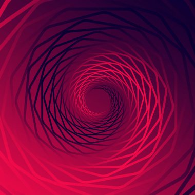 Çarpık soyut kablo çizimi tüneli. Renkli Vektör illüstrasyonu