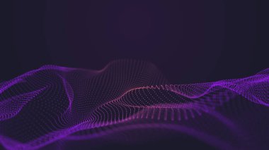 Arka planda büyük veri görselleştirme fütüristik teknoloji. Soyut müzik arka planı. Güzel hareket eden noktalar, parlayan parlayan parçacıkların dokusu. Fraktal elementin fütüristik bir şekilde parıldaması. Dijital manzaralı soyut arkaplan