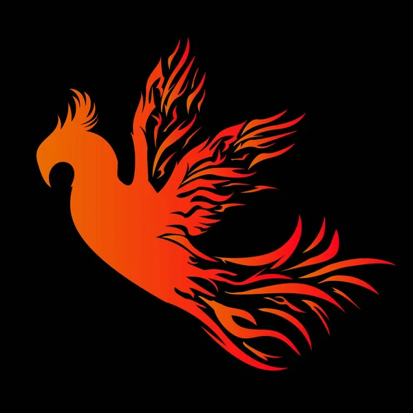 Phoenix Mascot Logo Com Fundo Preto Flying Phoenix Fire Bird — Vetor de Stock