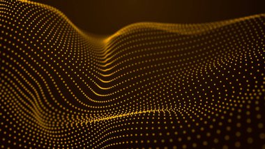 Arka planda büyük veri görselleştirme fütüristik teknoloji. Soyut müzik arka planı. Güzel hareket eden noktalar, parlayan parlayan parçacıkların dokusu. Fraktal elementin fütüristik bir şekilde parıldaması. Dijital manzaralı soyut arkaplan