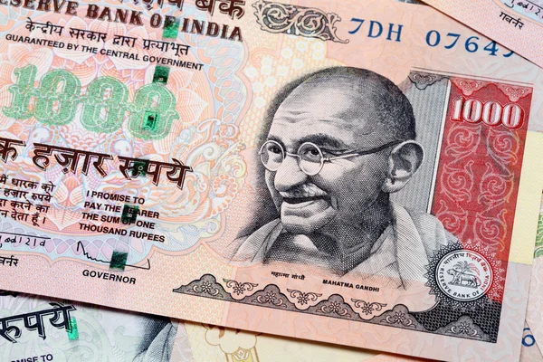 Gandhi sur billet en monnaie indienne — Photo