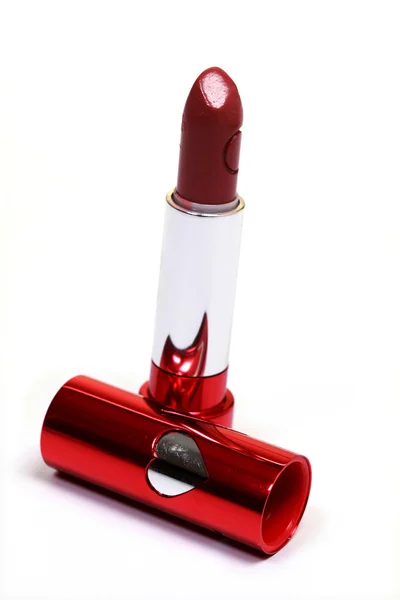 Roter Lippenstift auf weiß — Stockfoto