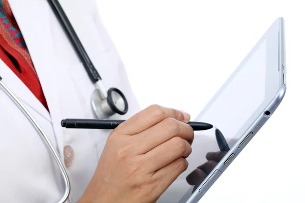 Closeup view of doctor using tablet computer — Stock Photo, Image
