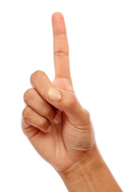 Kadın el işareti beyaz arka plan