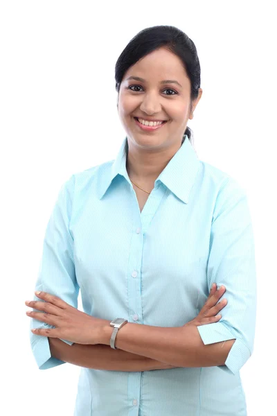 mutlu genç iş kadını