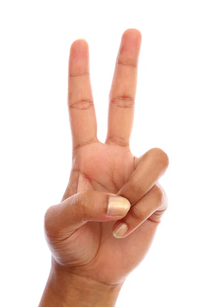 Жінка рука з жестом перемоги — стокове фото