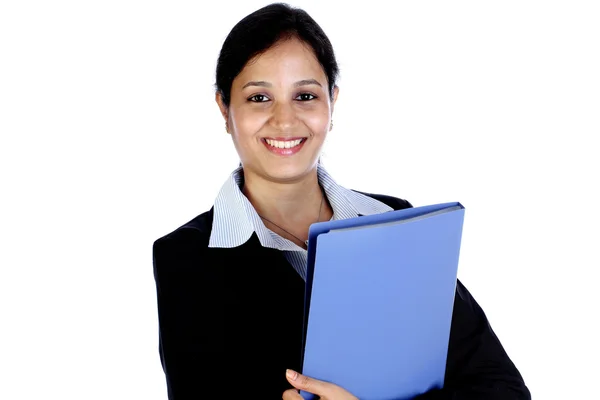 Business woman with a document folder — Stock Photo, Image