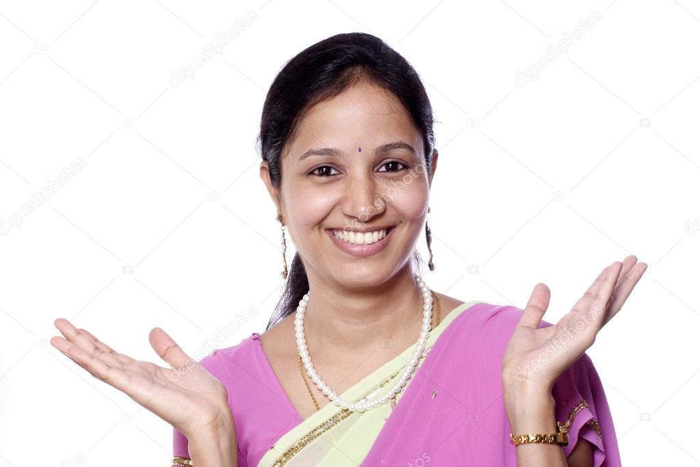 Cheerful traditonal Indian woman 