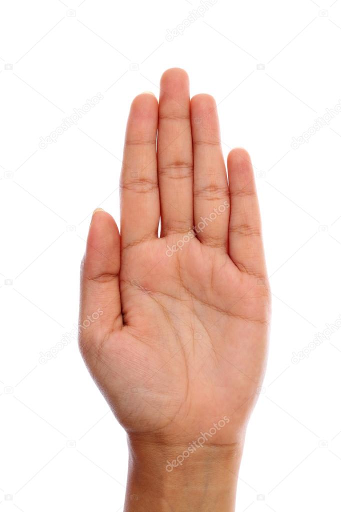 Humand hand with open palm sign