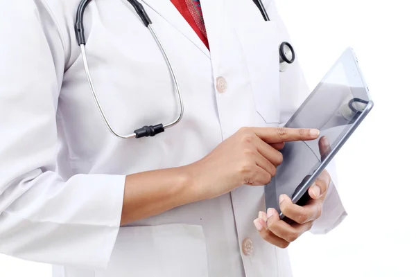 Closeup view of doctor using tablet computer — Stock Photo, Image