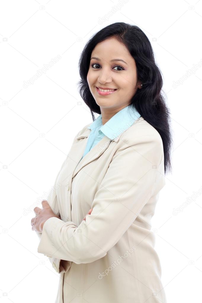 Young business woman with arms crossed