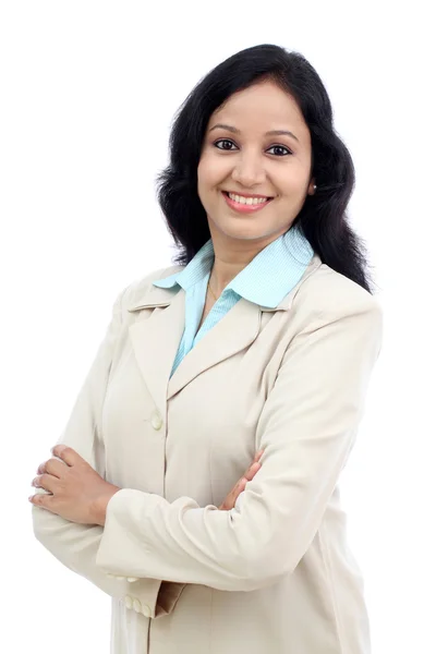 Young business woman with arms crossed — Stock Photo, Image