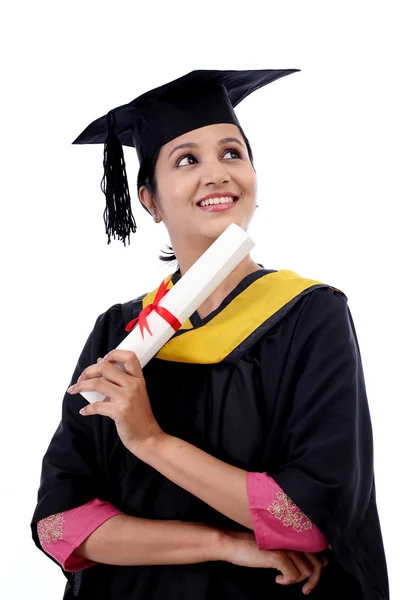 Щаслива молода студентка, яка має диплом — стокове фото