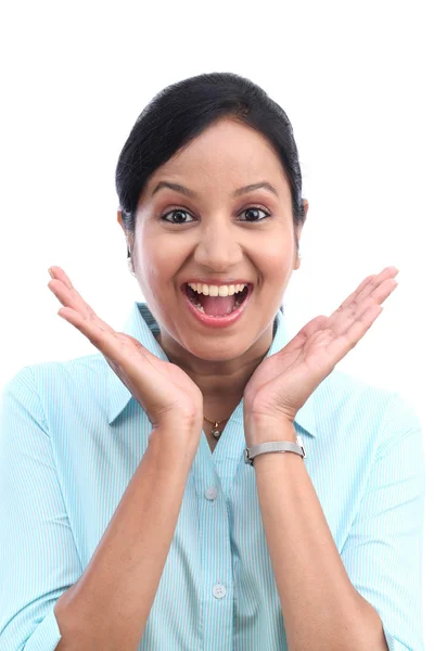 Excited young Indian business woman — Stock Photo, Image