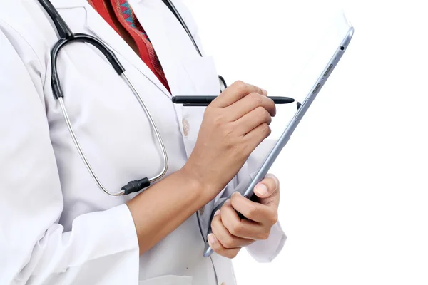 Closeup view of doctor using tablet computer — Stock Photo, Image