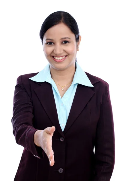 Business woman giving hand shake — Stock Photo, Image