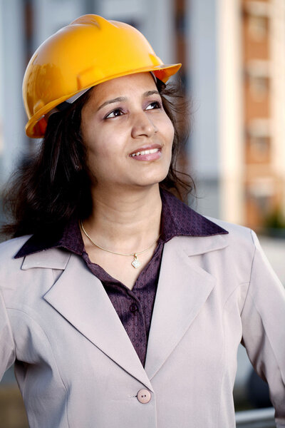 Young female construction engineer