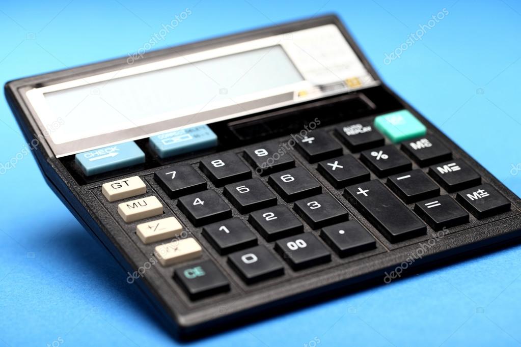 Calculator on blue