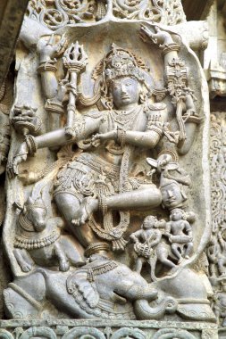 Hoyasala Tapınağı heykel, Halebid, Karnataka, Hindistan 