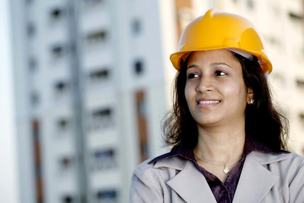 Portrait of young female construction engineer