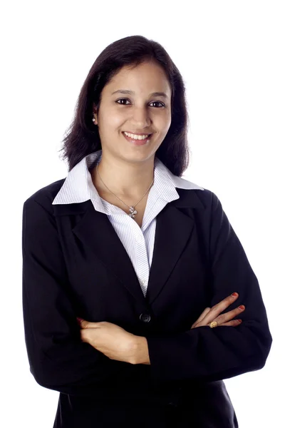 Młody biznes indyjski kobieta z rękami skrzyżowanymi — Zdjęcie stockowe