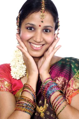 Heyecanlı geleneksel kadın closeup