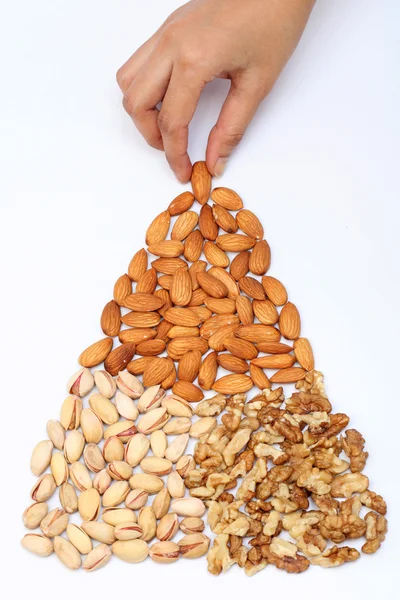 Almonds,wallnuts and pistachios — Stock Photo, Image