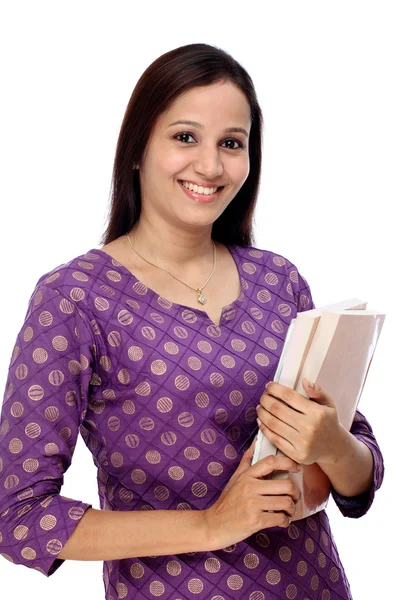Indiase student met boeken — Stockfoto