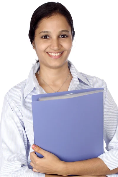 Business woman with a document folder — Stock Photo, Image