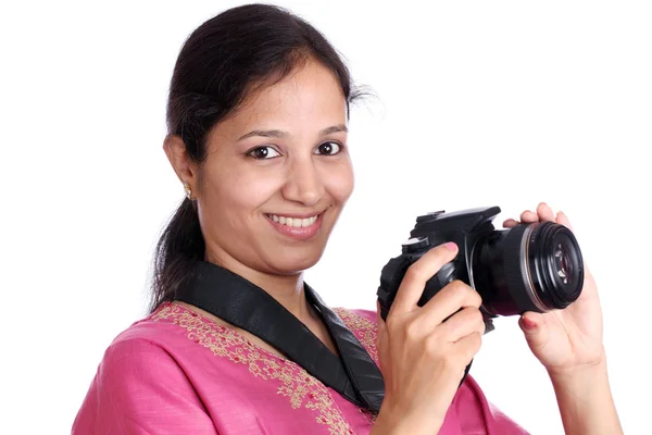 Femme photographe indienne — Photo