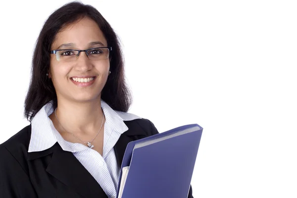 Business woman with a document folder — Stock Photo, Image