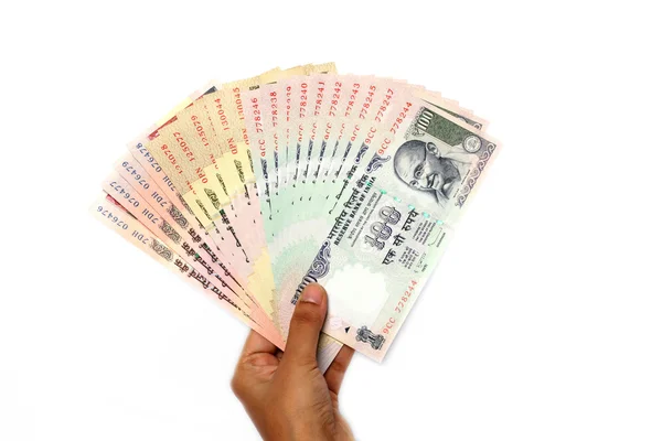 Ręka gospodarstwa indyjskiej waluty — Zdjęcie stockowe