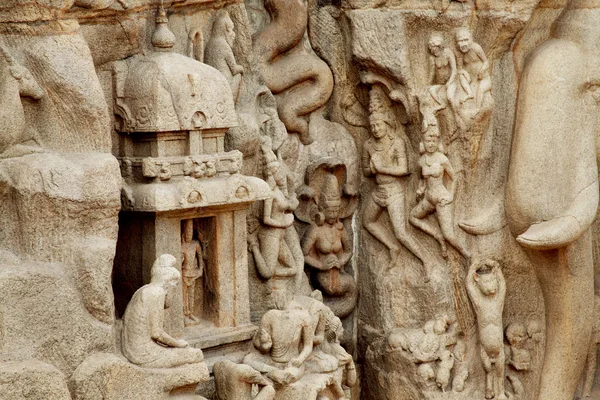 Arjunas buße in mahabalipuram — Stockfoto