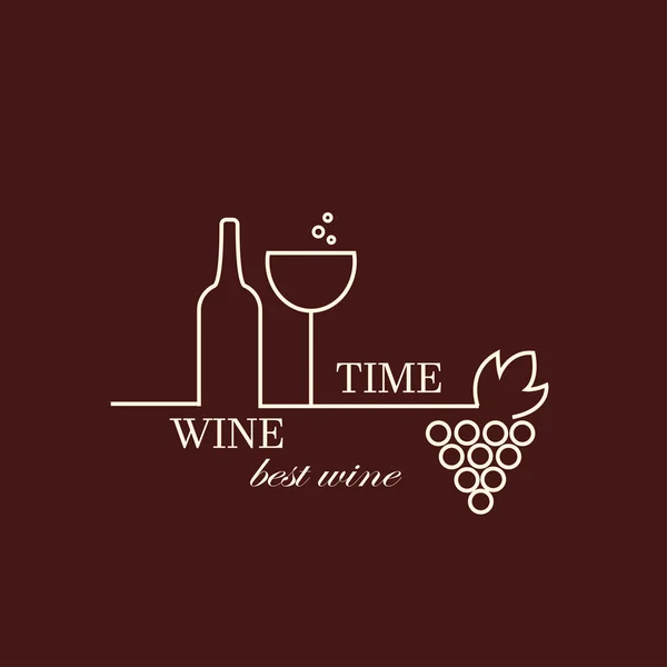 Vector grape vine and wine bottles, logo design template.