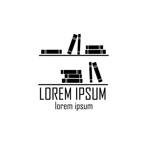 Books on the shelves, vector illustration, logo design — Διανυσματικό Αρχείο