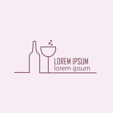Wine Time. Vector illustration. Logo made in pink and red colors. Can be used in restaurant industry