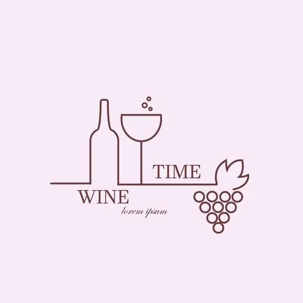 L'heure du vin. Illustration vectorielle. Logo réalisé en couleurs rose et rouge. Peut être utilisé dans l'industrie de la restauration — Image vectorielle