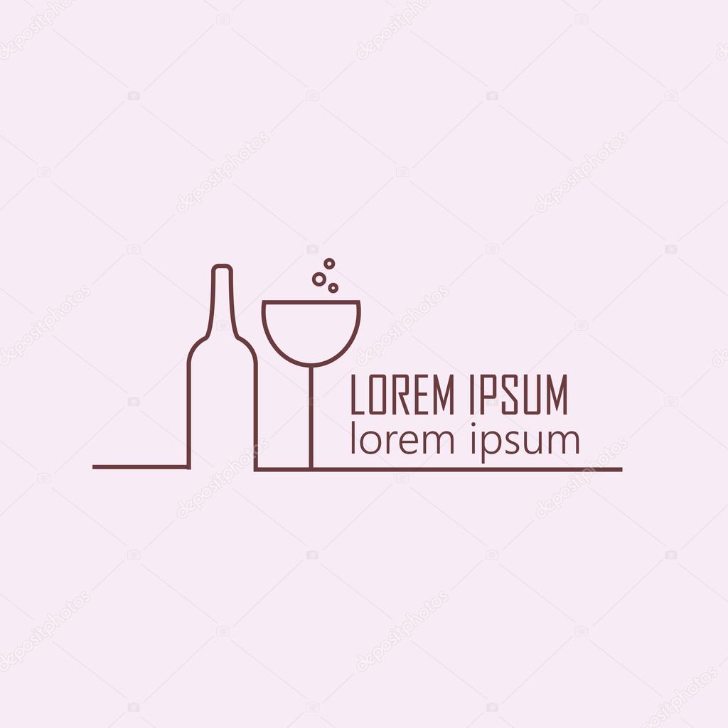 Wine Time. Vector illustration. Logo made in pink and red colors. Can be used in restaurant industry