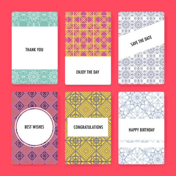 Set di modelli di carte vettoriali perfetti, ideali per Save The Date, baby shower, festa della mamma, San Valentino, biglietti di auguri — Vettoriale Stock