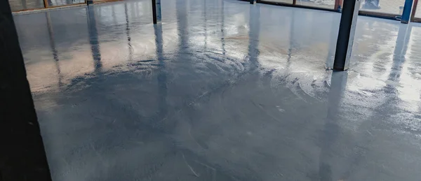 Epoxy Resin Floor Preparation First Layer Building — Stock Photo, Image