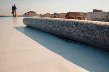 Geotextile for roof, covered with synthetic PVC membrane clipart