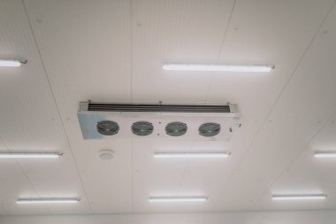 Yiyecek deposu için soğutma odası. Buz üretimi için kurulum. Üretim için soğutma ekipmanları. 