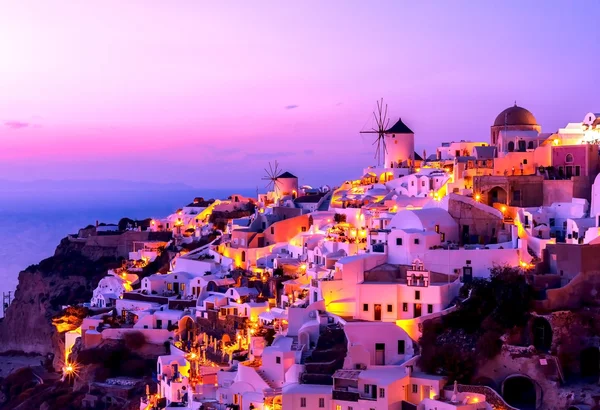 Santorini à noite Imagem De Stock