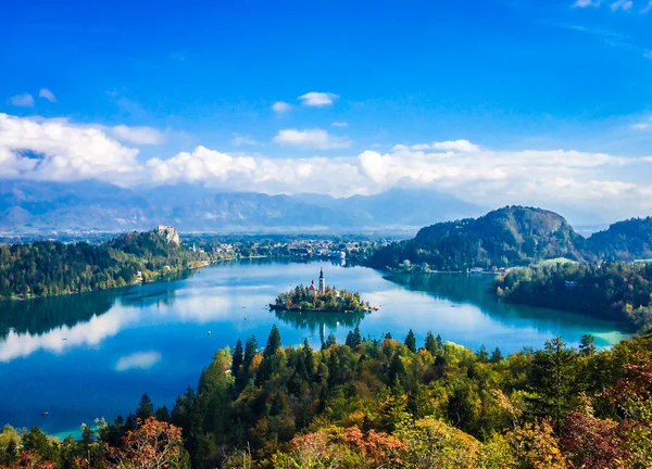 Sjön Bled i Slovenien i höst — Stockfoto
