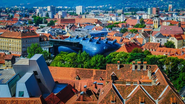 Vista da cidade de Graz de hill, Áustria Fotografia De Stock