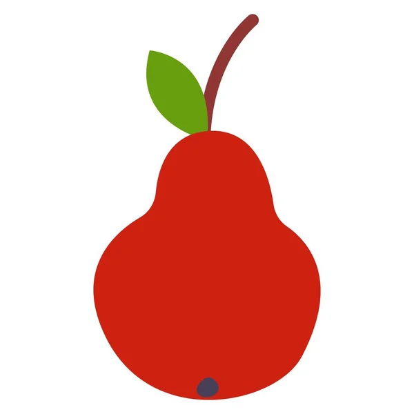Красная Груша Зеленый Лист Коричневый Дядя Фрукты Овощи Природа Экология — стоковый вектор
