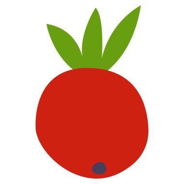 Beyaz arka planda kırmızı elma ya da turp izole edilmiş. Yeşil yapraklar. Meyve ve sebze. Vejetaryen ya da vejetaryen yemekleri. Sağlık ve vücut bakımı. Doğa ve ekoloji. Tarım ve bahçıvanlık. Hasat zamanı.