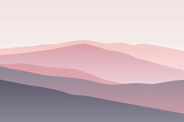 Paisaje Con Olas Sol Rosa Pastel Puso Cielo Silueta Púrpura — Vector de stock