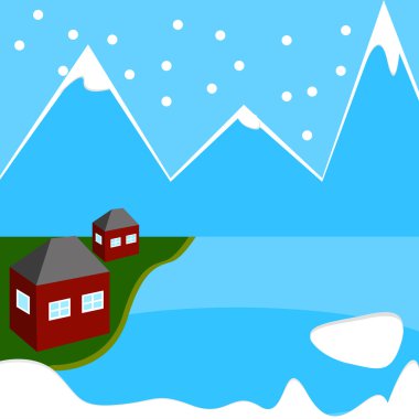 Norveç manzara illüstrasyon