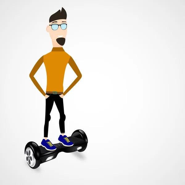 Hombre guapo en Hoverboard — Vector de stock